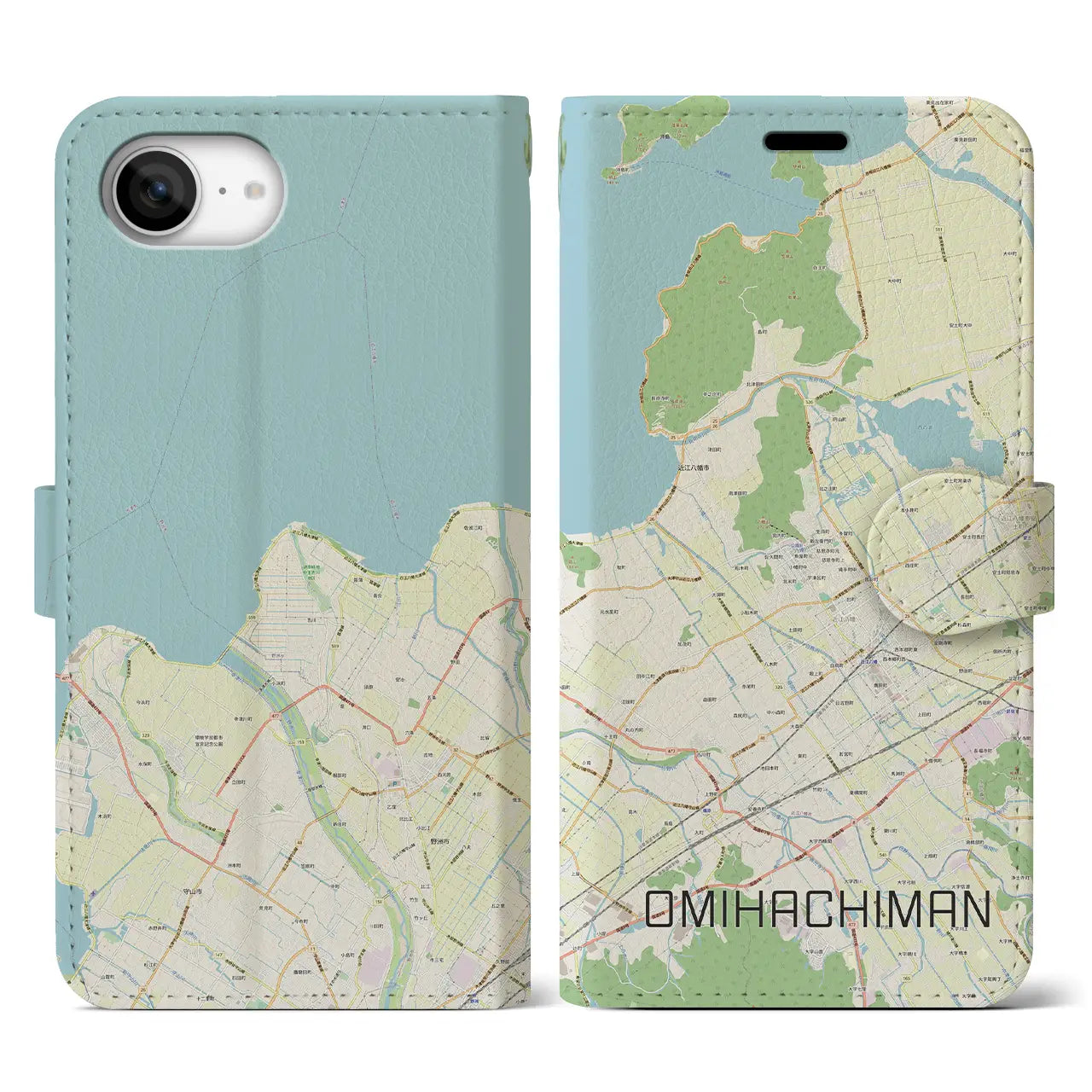 【近江八幡(滋賀県)】地図柄iPhoneケース(手帳タイプ)