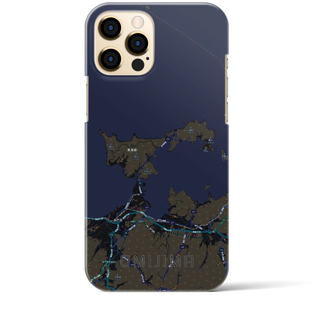 【青海島(山口県)】地図柄iPhoneケース(バックカバータイプ)