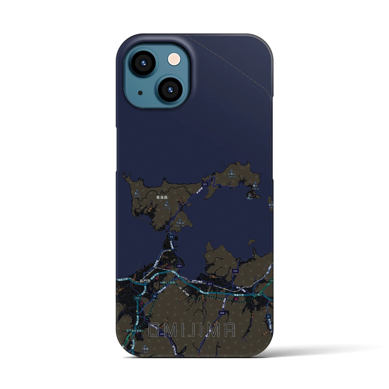 【青海島(山口県)】地図柄iPhoneケース(バックカバータイプ)