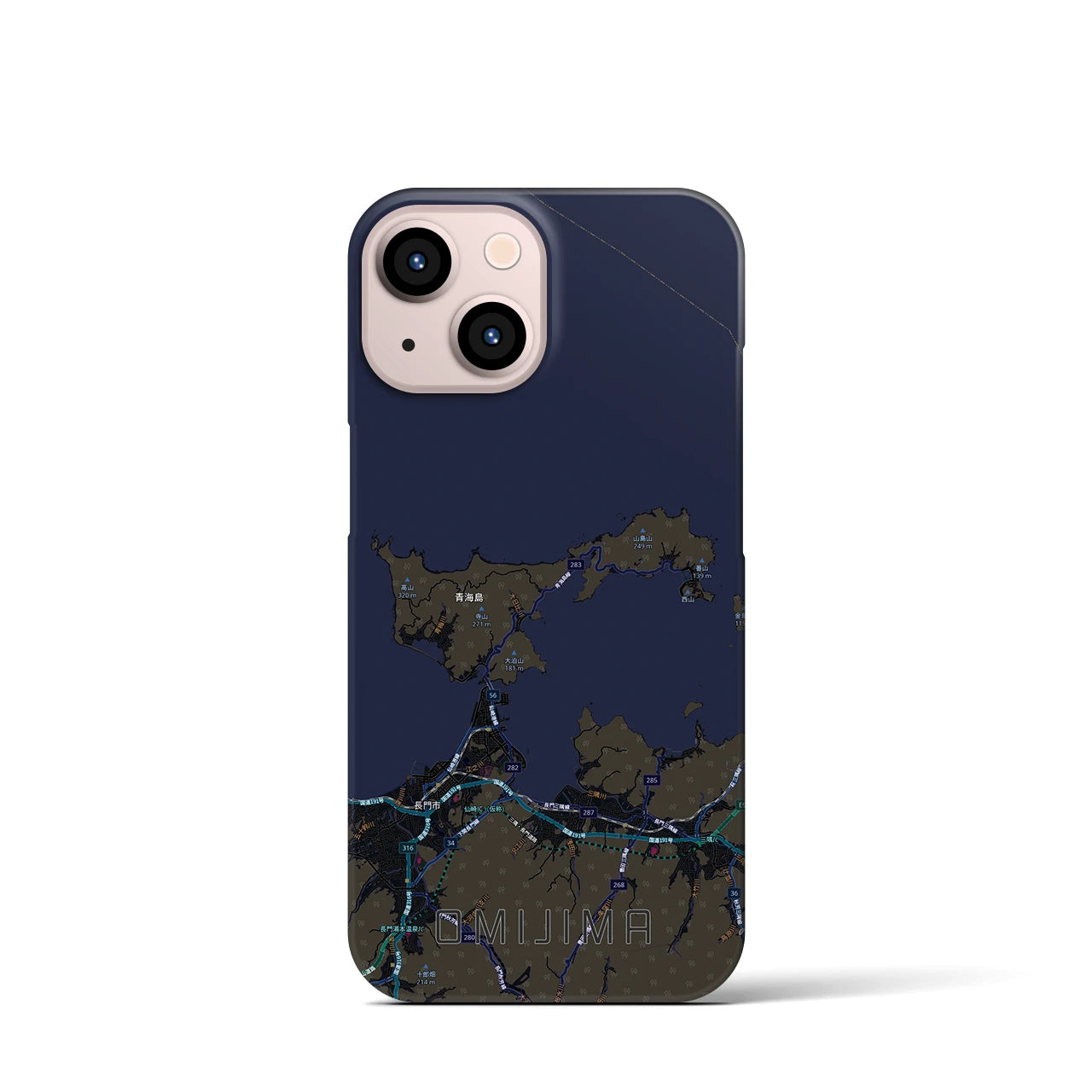 【青海島(山口県)】地図柄iPhoneケース(バックカバータイプ)