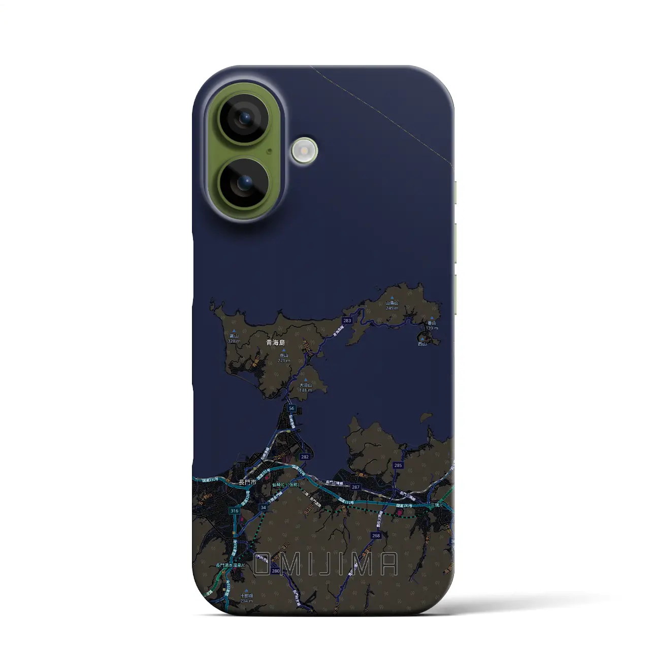 【青海島(山口県)】地図柄iPhoneケース(バックカバータイプ)