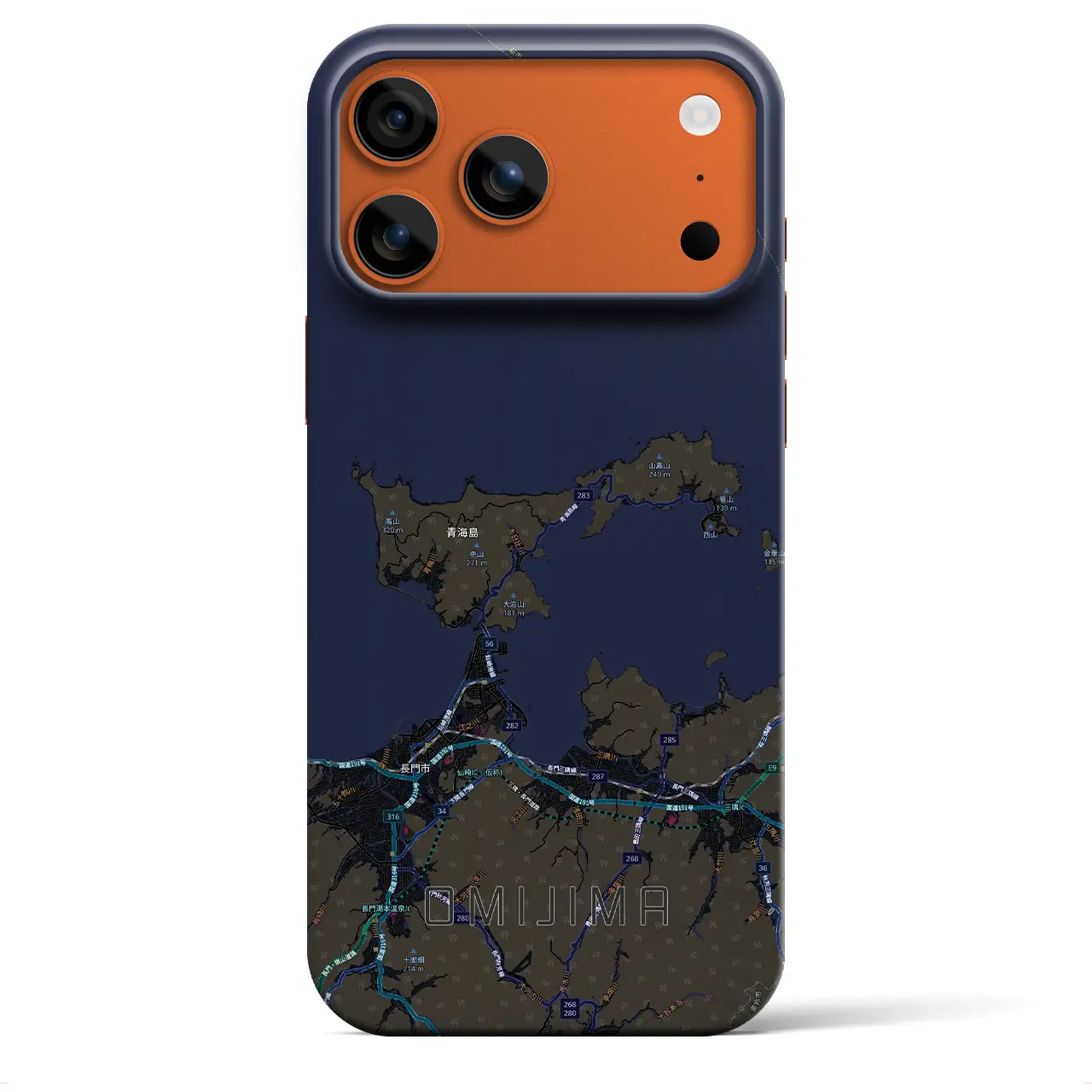 【青海島(山口県)】地図柄iPhoneケース(バックカバータイプ)