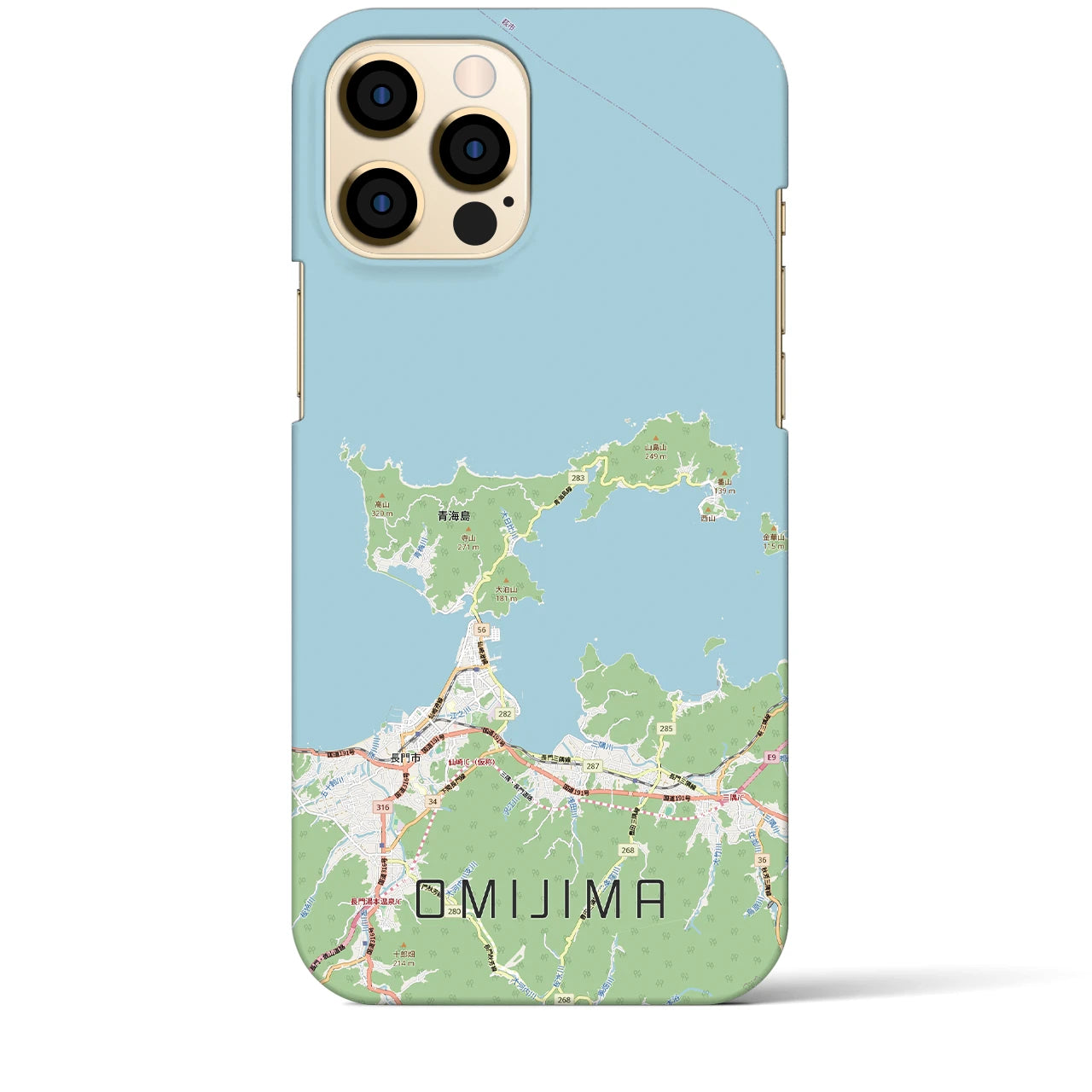 【青海島(山口県)】地図柄iPhoneケース(バックカバータイプ)