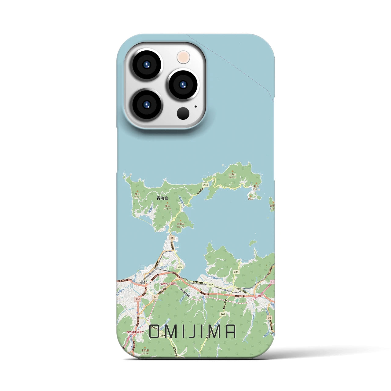 【青海島(山口県)】地図柄iPhoneケース(バックカバータイプ)