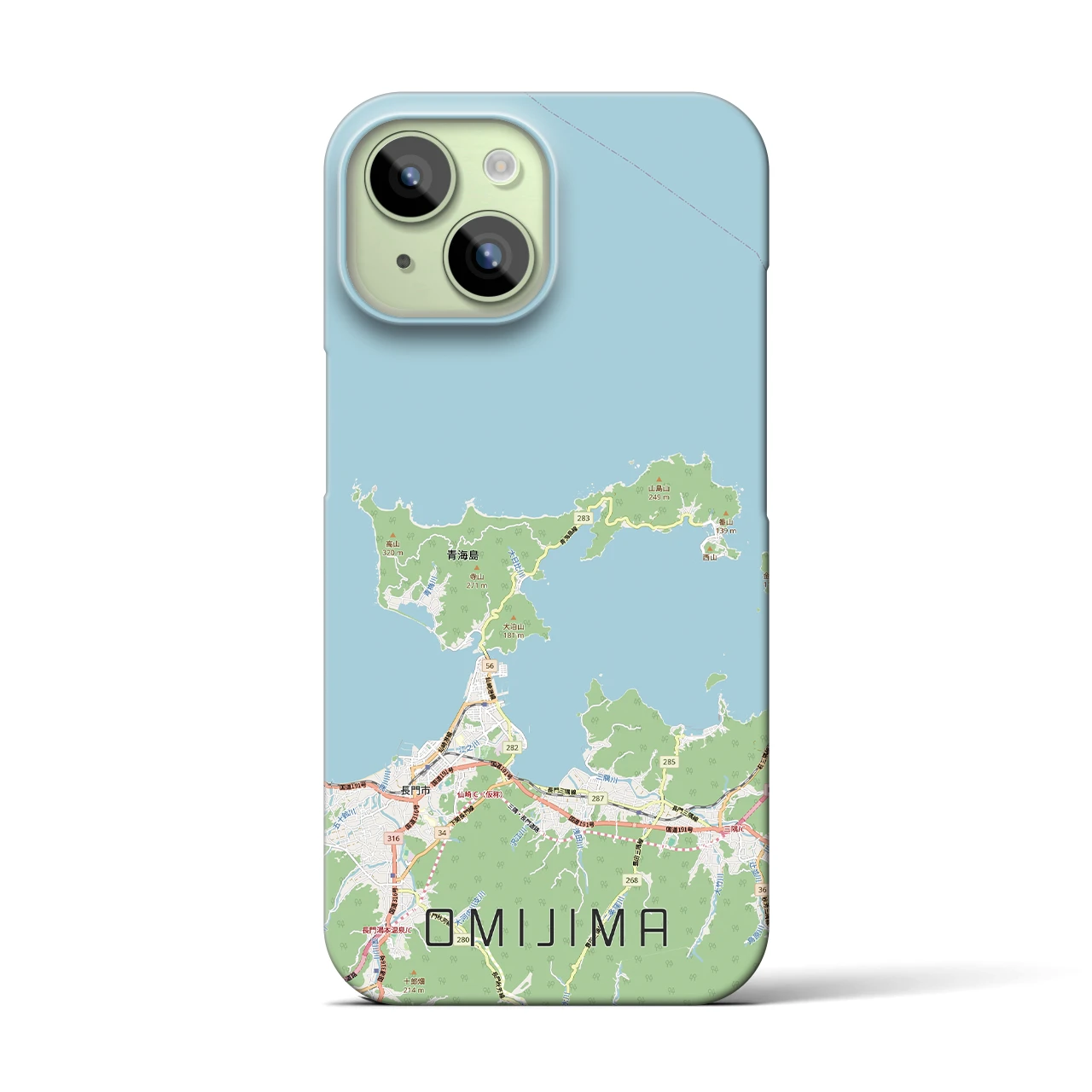 【青海島(山口県)】地図柄iPhoneケース(バックカバータイプ)