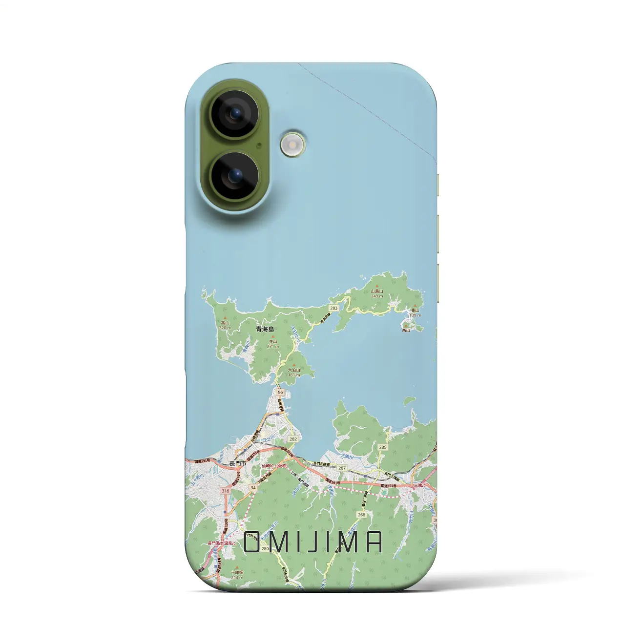 【青海島(山口県)】地図柄iPhoneケース(バックカバータイプ)ブラック・iPhone 17 Pro Max 用