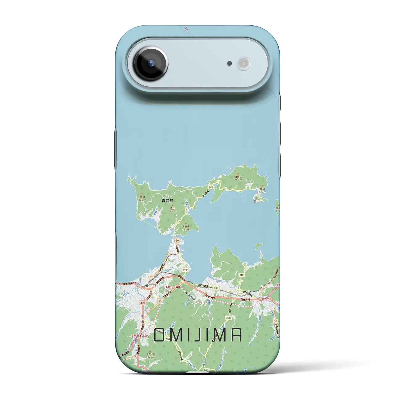 【青海島(山口県)】地図柄iPhoneケース(バックカバータイプ)