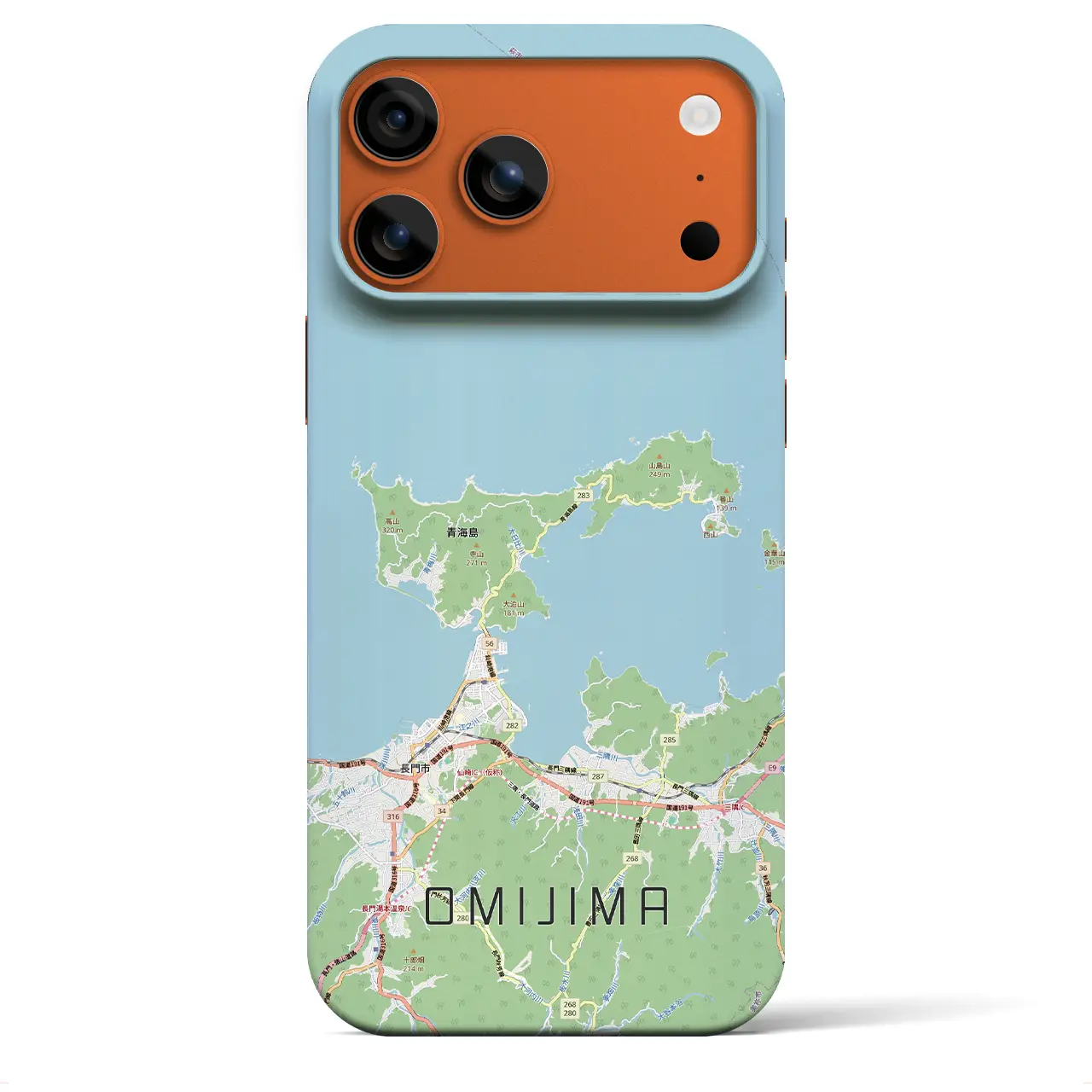 【青海島(山口県)】地図柄iPhoneケース(バックカバータイプ)