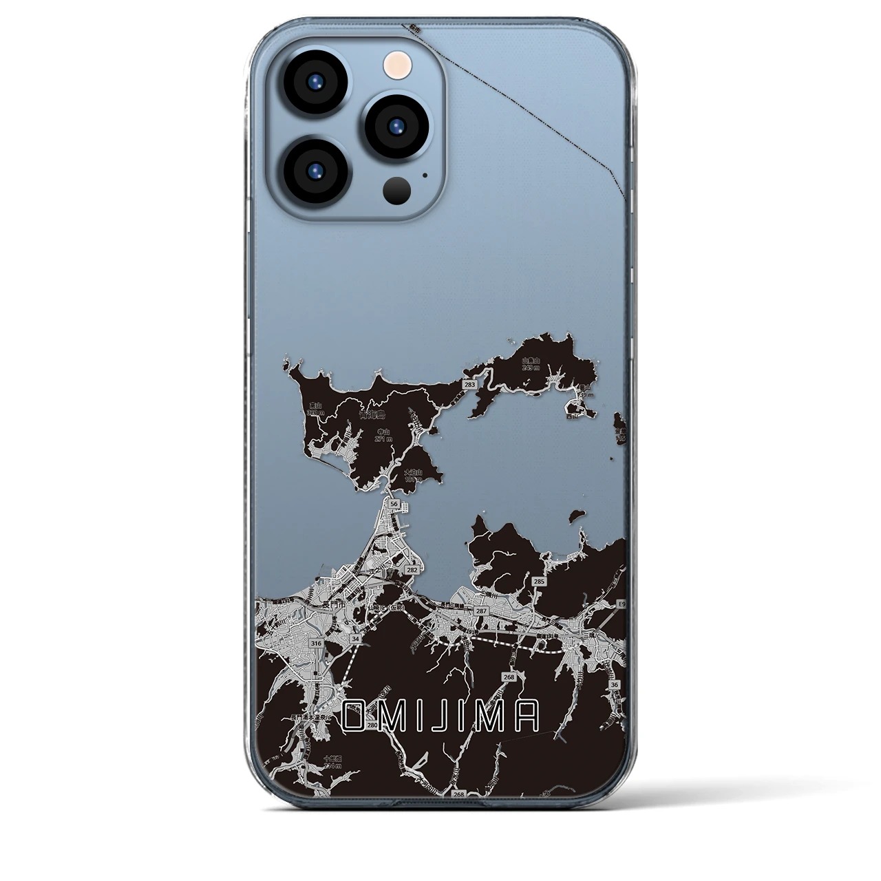 【青海島(山口県)】地図柄iPhoneケース(クリアタイプ)