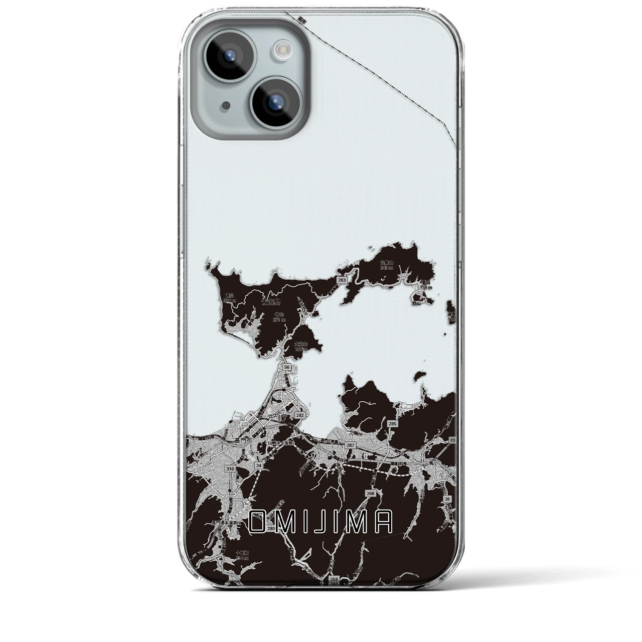 【青海島(山口県)】地図柄iPhoneケース(クリアタイプ)