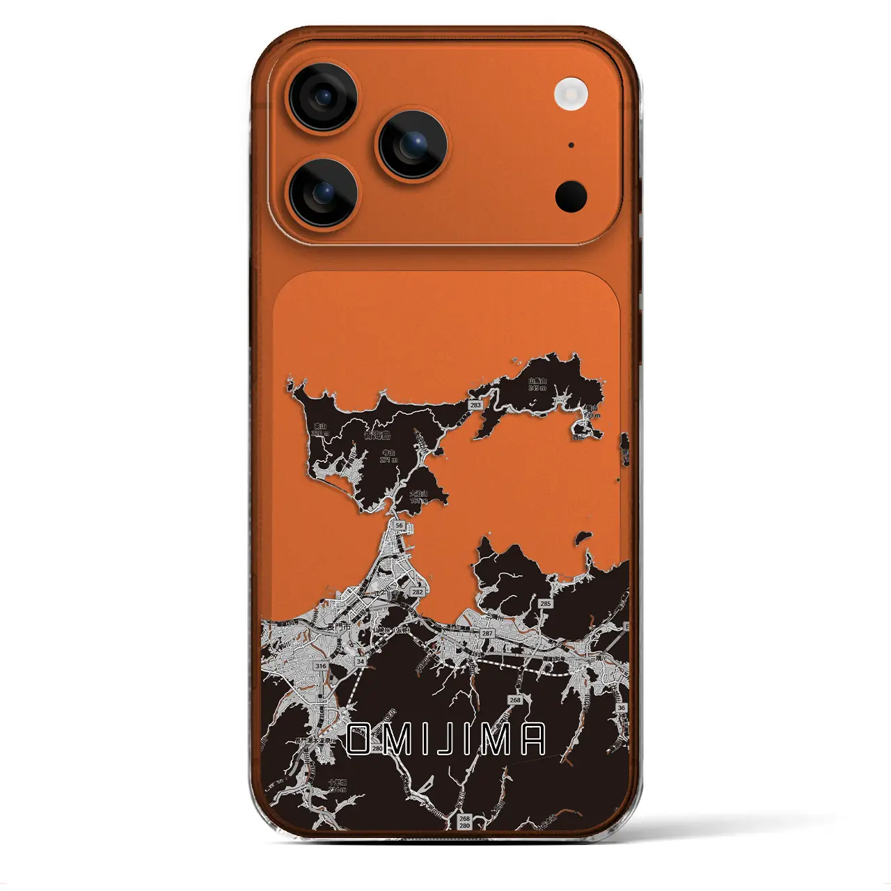 【青海島(山口県)】地図柄iPhoneケース(クリアタイプ)モノトーン・iPhone 17 Pro Max 用