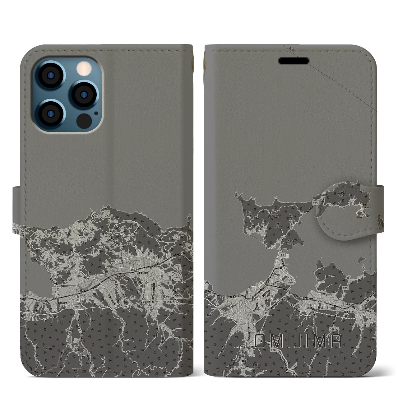 【青海島(山口県)】地図柄iPhoneケース(手帳タイプ)