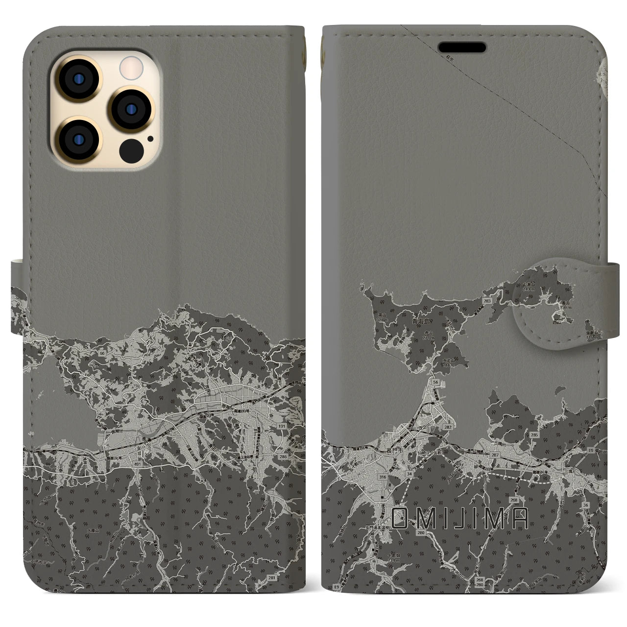 【青海島(山口県)】地図柄iPhoneケース(手帳タイプ)