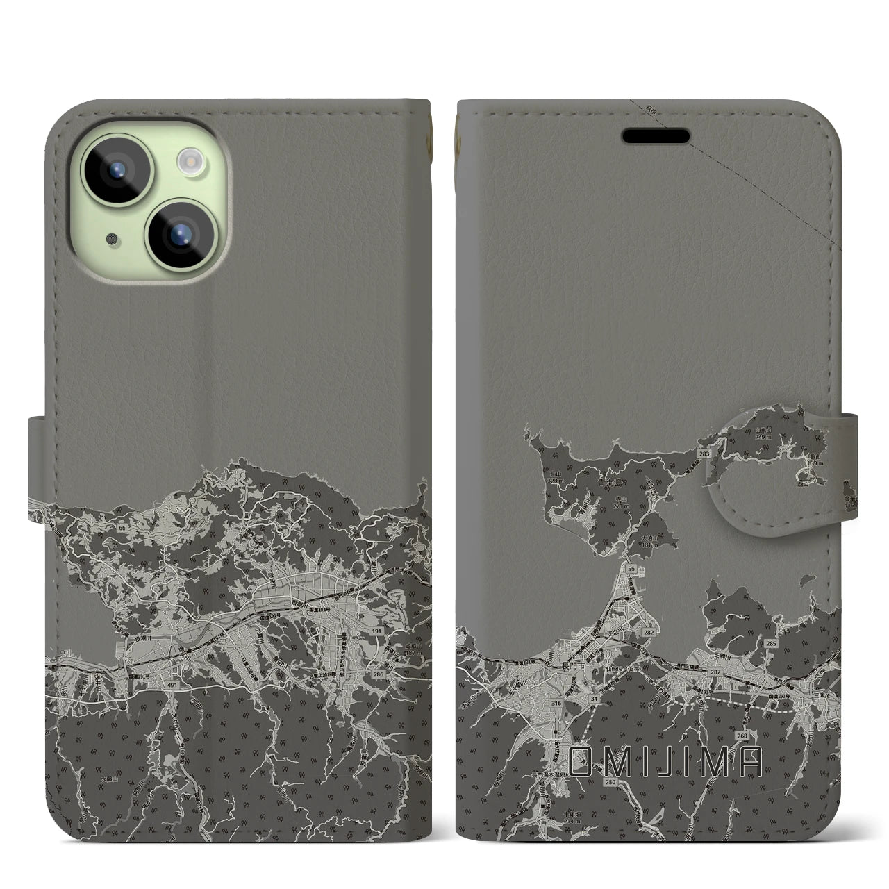 【青海島(山口県)】地図柄iPhoneケース(手帳タイプ)