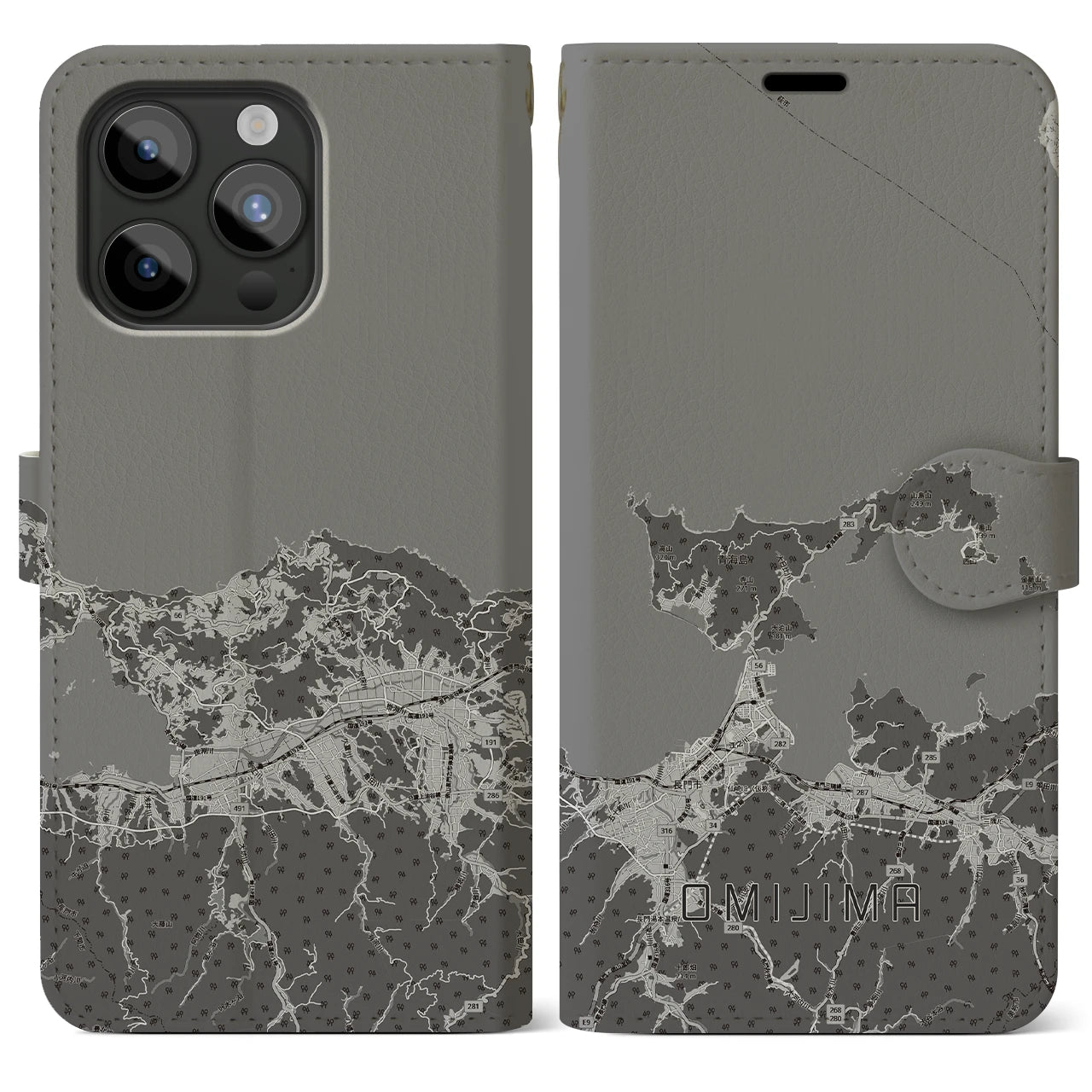 【青海島(山口県)】地図柄iPhoneケース(手帳タイプ)