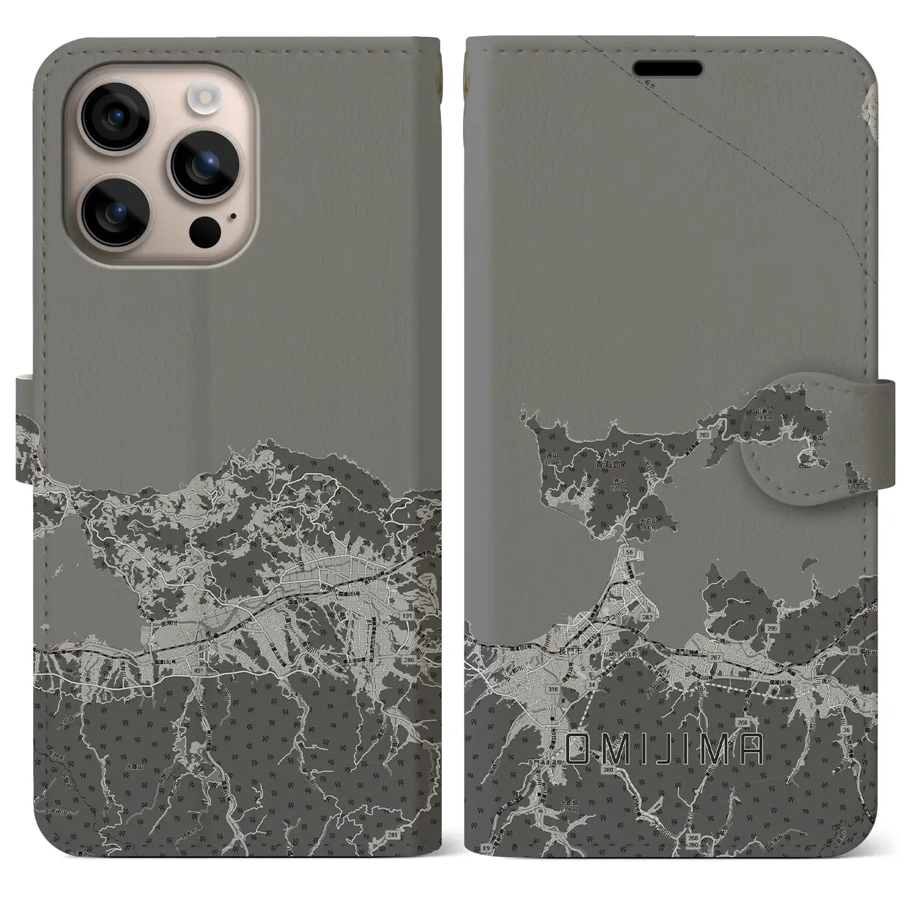 【青海島(山口県)】地図柄iPhoneケース(手帳タイプ)