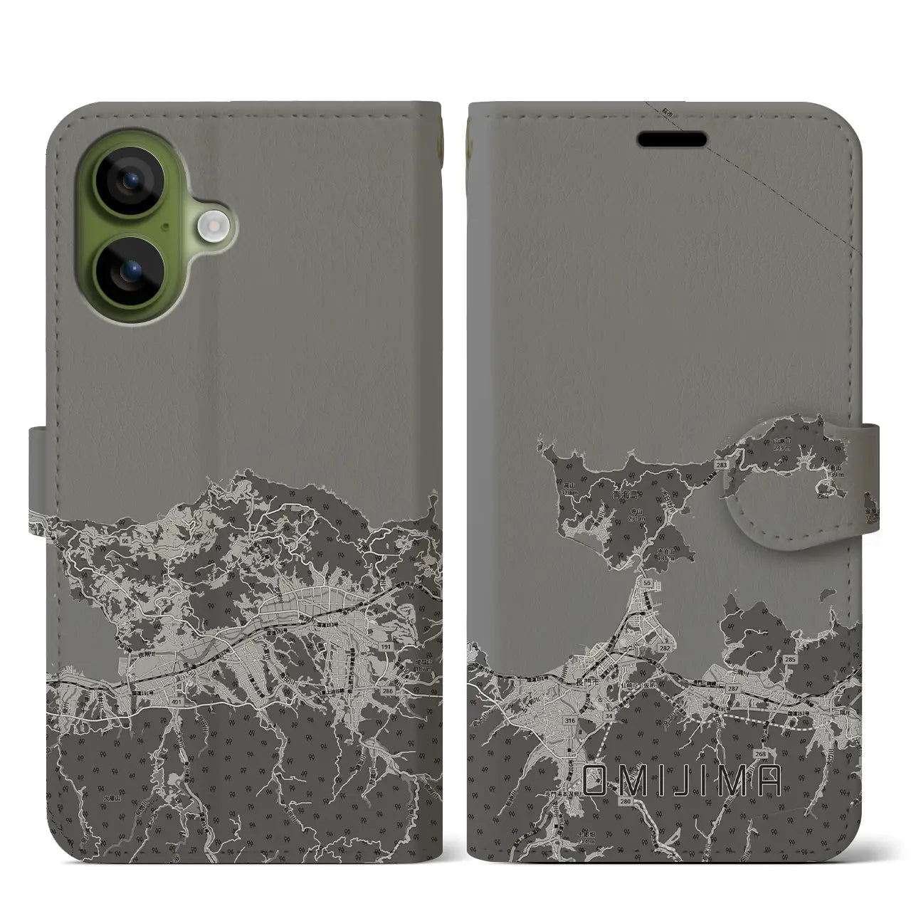 【青海島(山口県)】地図柄iPhoneケース(手帳タイプ)