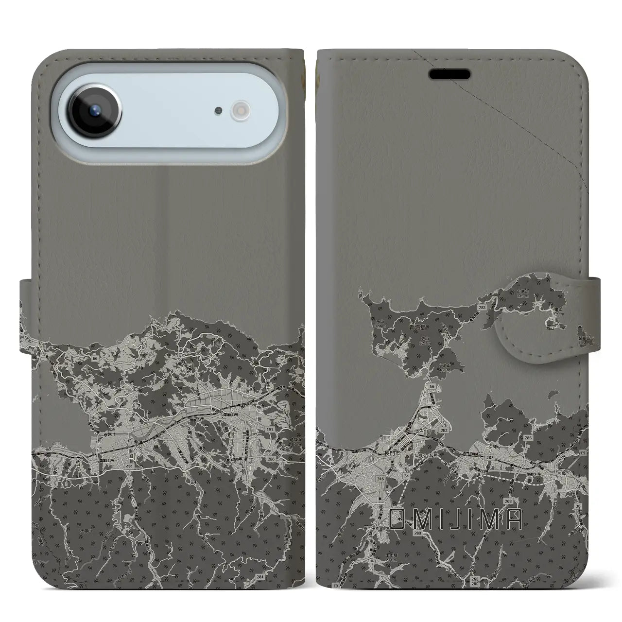 【青海島(山口県)】地図柄iPhoneケース(手帳タイプ)