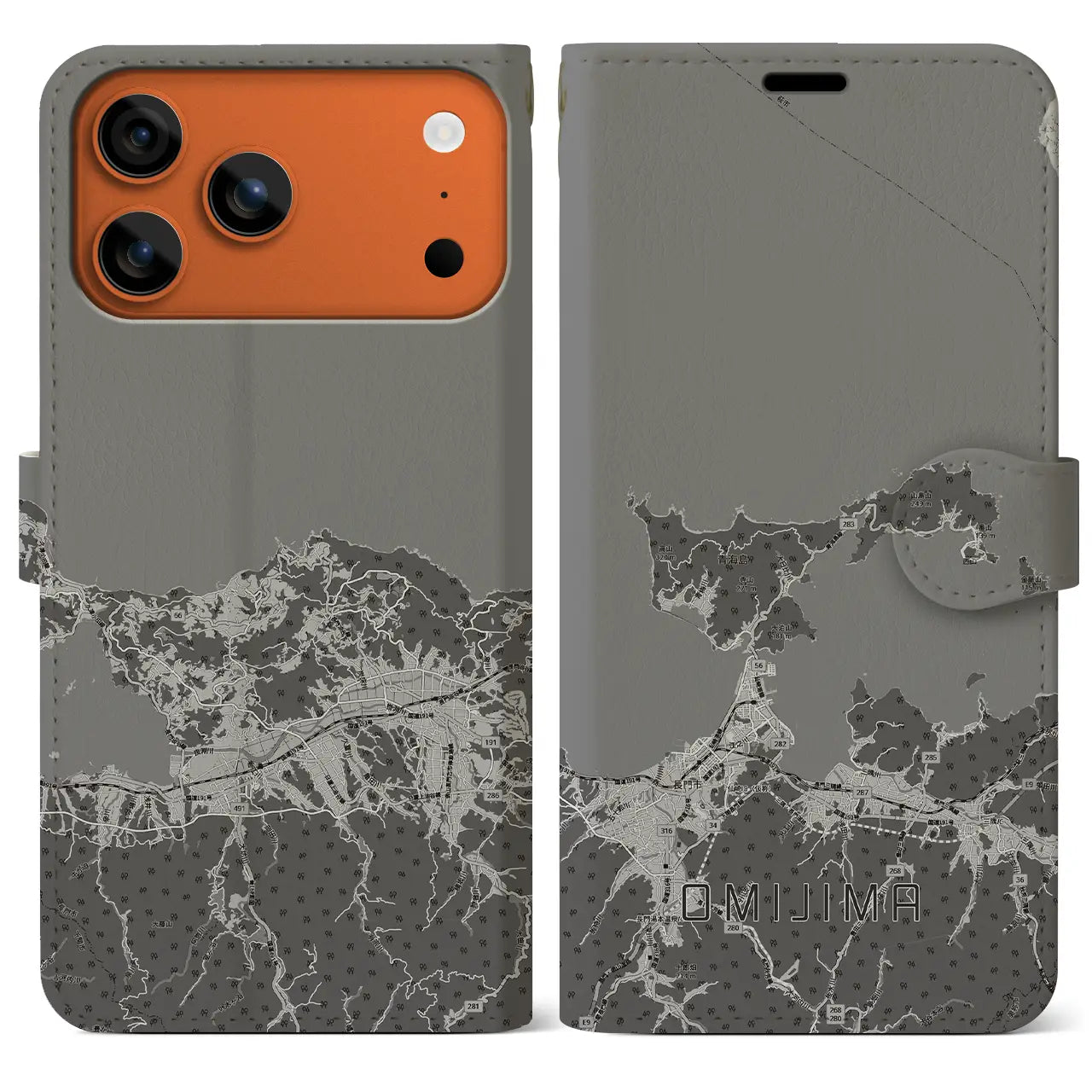 【青海島(山口県)】地図柄iPhoneケース(手帳タイプ)