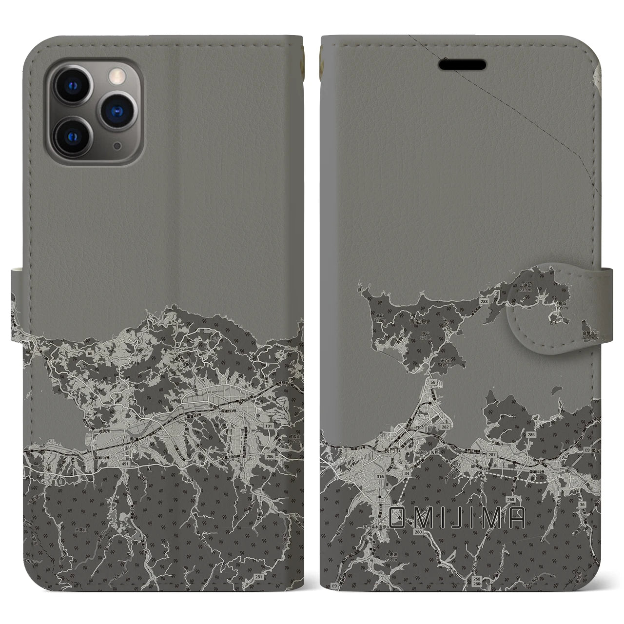 【青海島(山口県)】地図柄iPhoneケース(手帳タイプ)