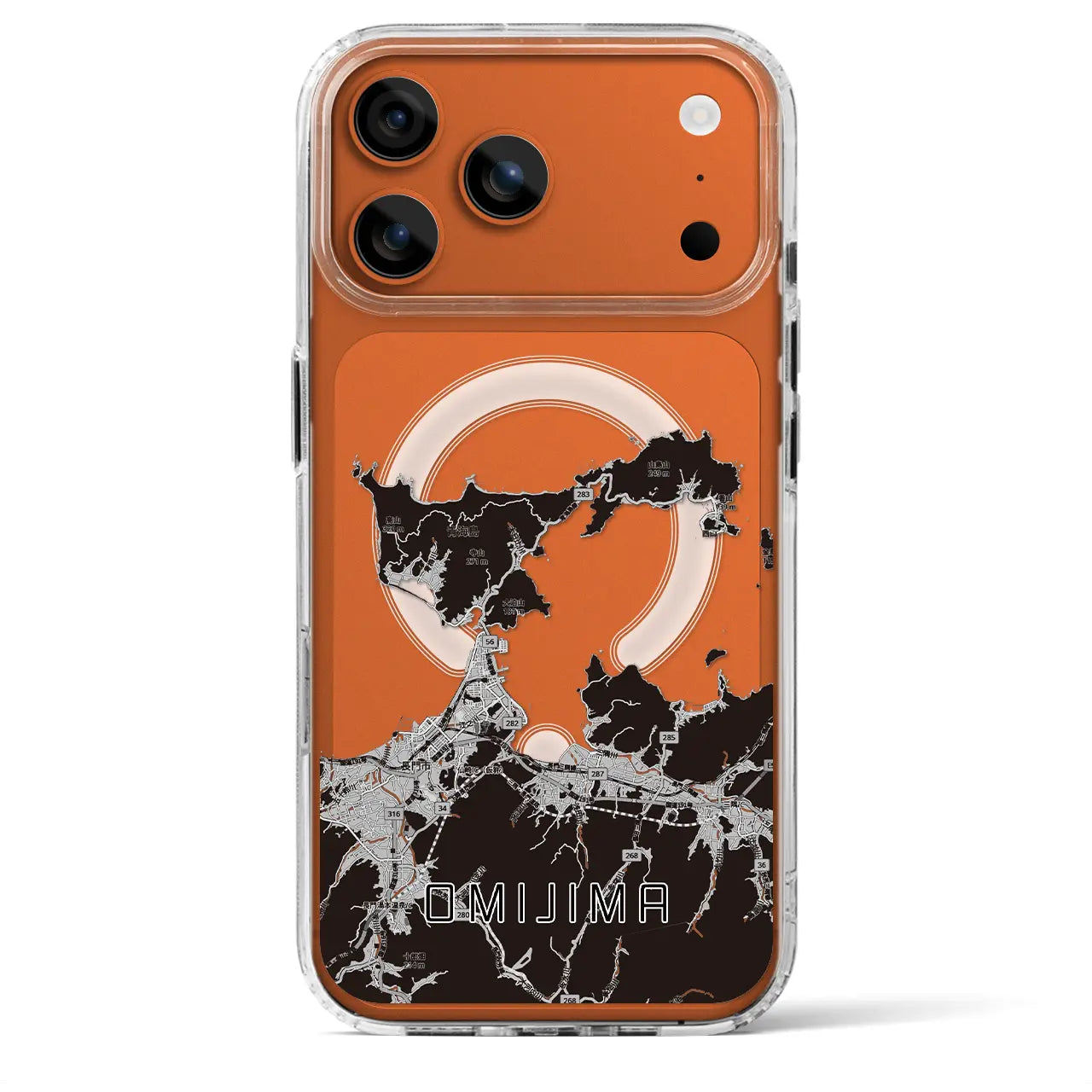 【青海島(山口県)】地図柄iPhoneケース(MagSafeタイプ)モノトーン・iPhone 17 Pro Max 用