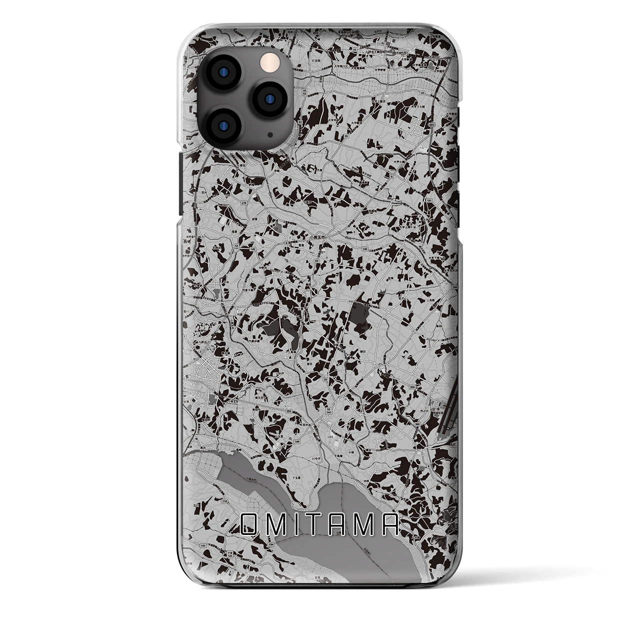 【小美玉(茨城県)】地図柄iPhoneケース(クリアタイプ)モノトーン・iPhone 11 Pro Max 用