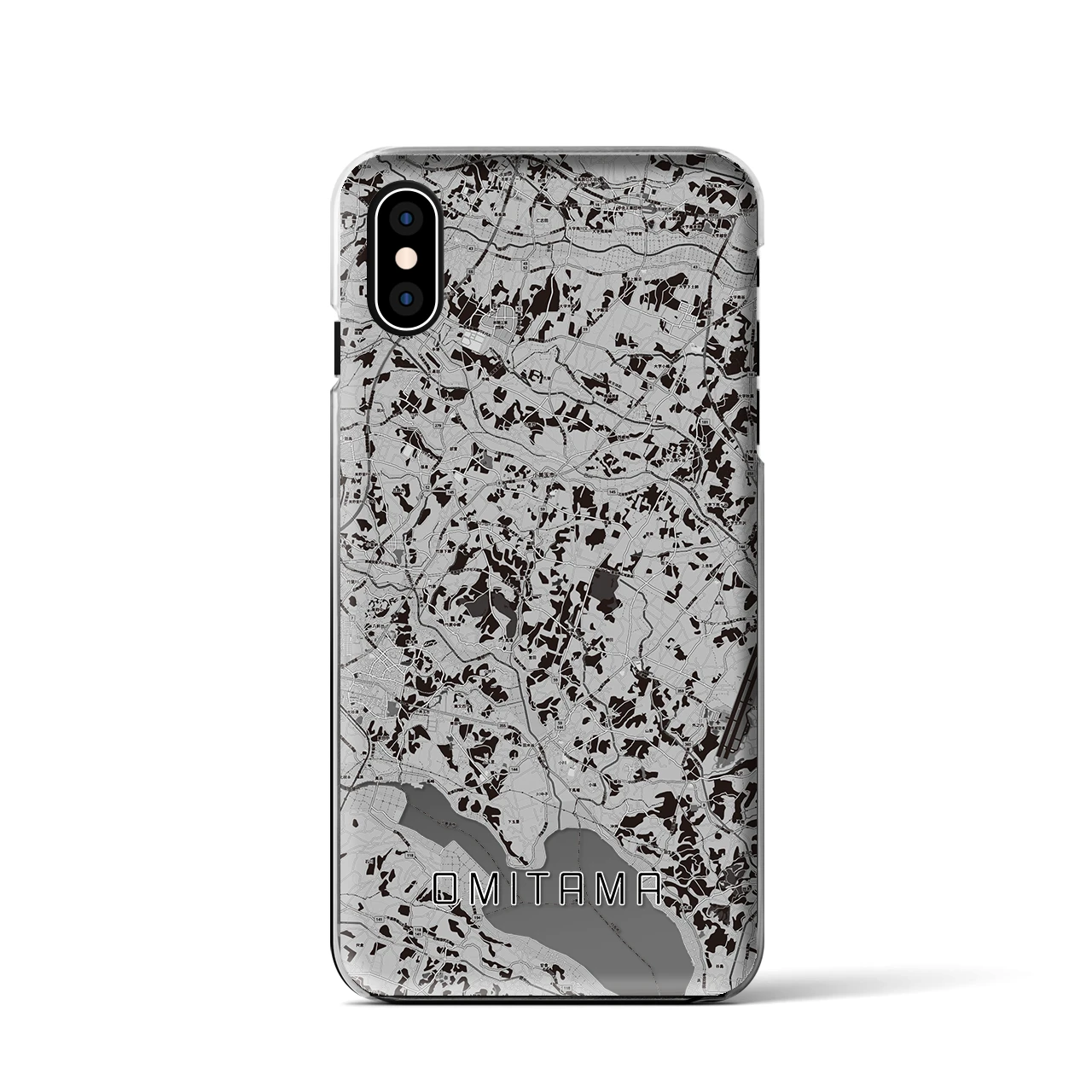【小美玉(茨城県)】地図柄iPhoneケース(クリアタイプ)モノトーン・iPhone XS / X 用