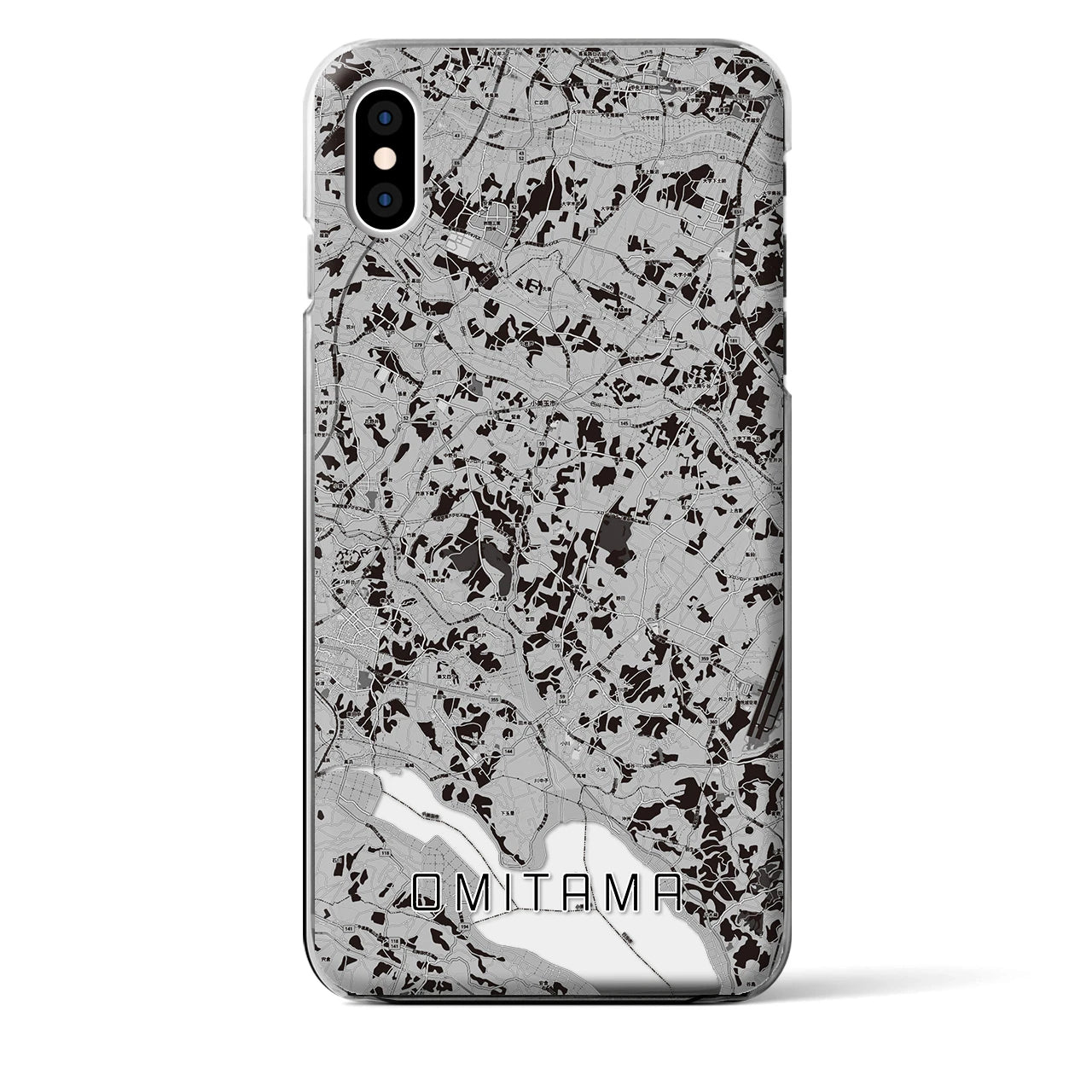 【小美玉(茨城県)】地図柄iPhoneケース(クリアタイプ)モノトーン・iPhone XS Max 用