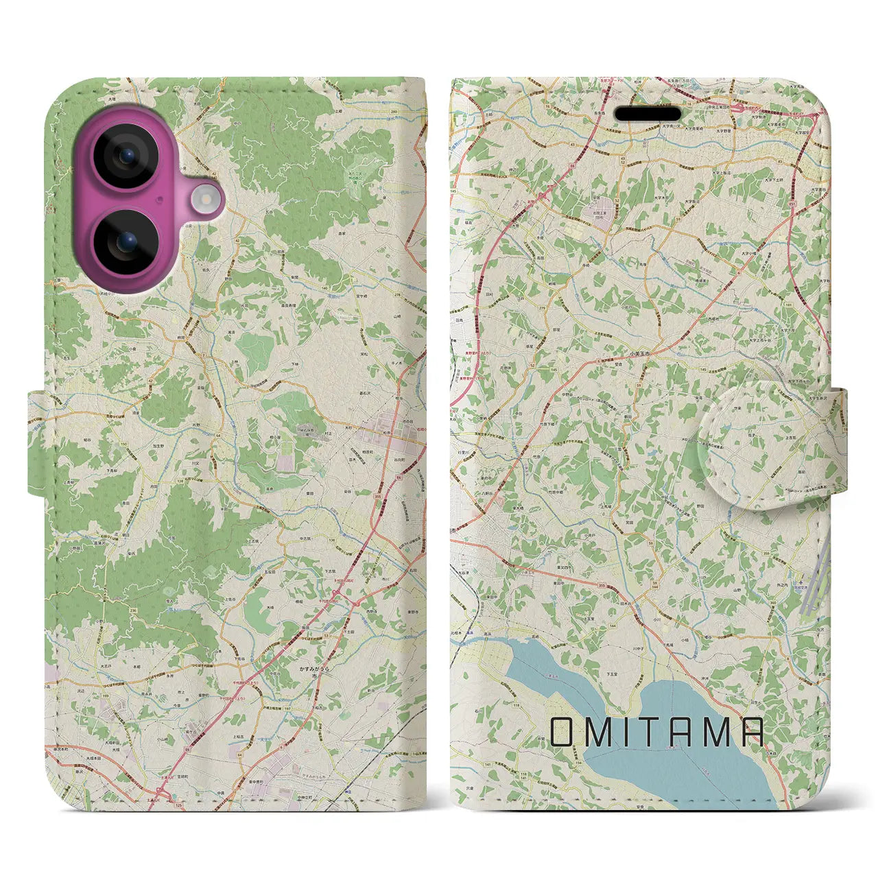 【小美玉(茨城県)】地図柄iPhoneケース(手帳タイプ)