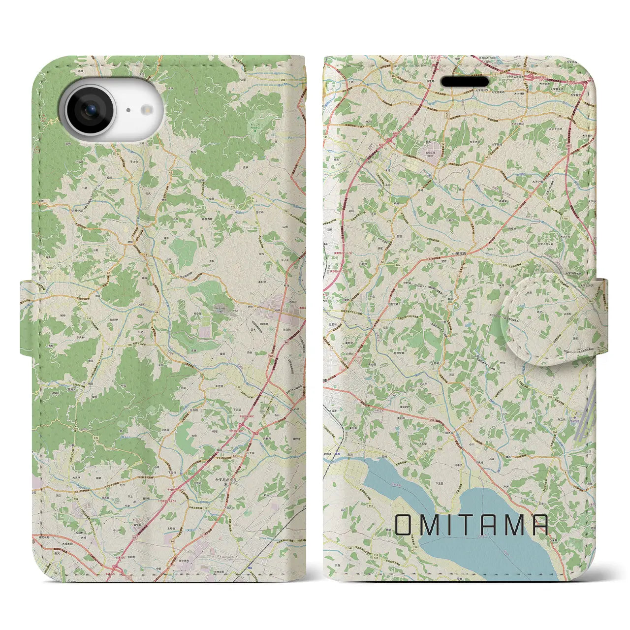 【小美玉(茨城県)】地図柄iPhoneケース(手帳タイプ)