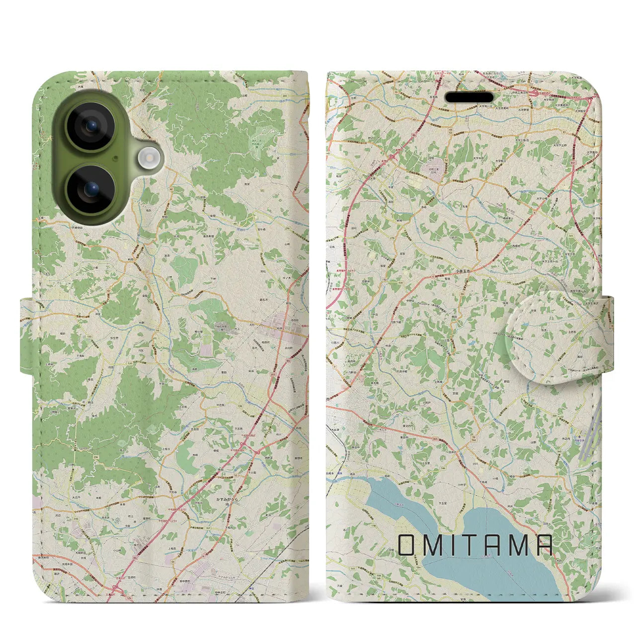 【小美玉(茨城県)】地図柄iPhoneケース(手帳タイプ)