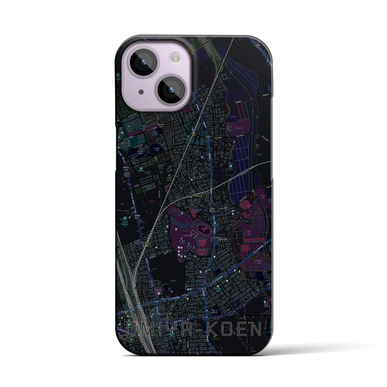 【大宮公園(埼玉県)】地図柄iPhoneケース(バックカバータイプ)