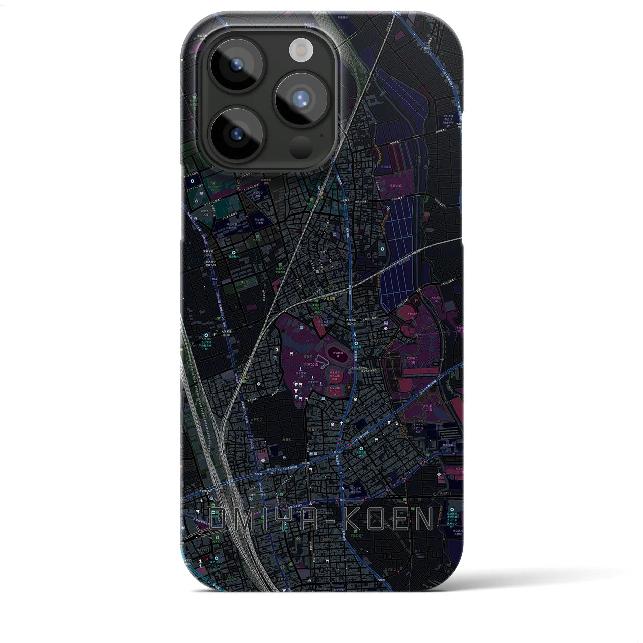 【大宮公園(埼玉県)】地図柄iPhoneケース(バックカバータイプ)