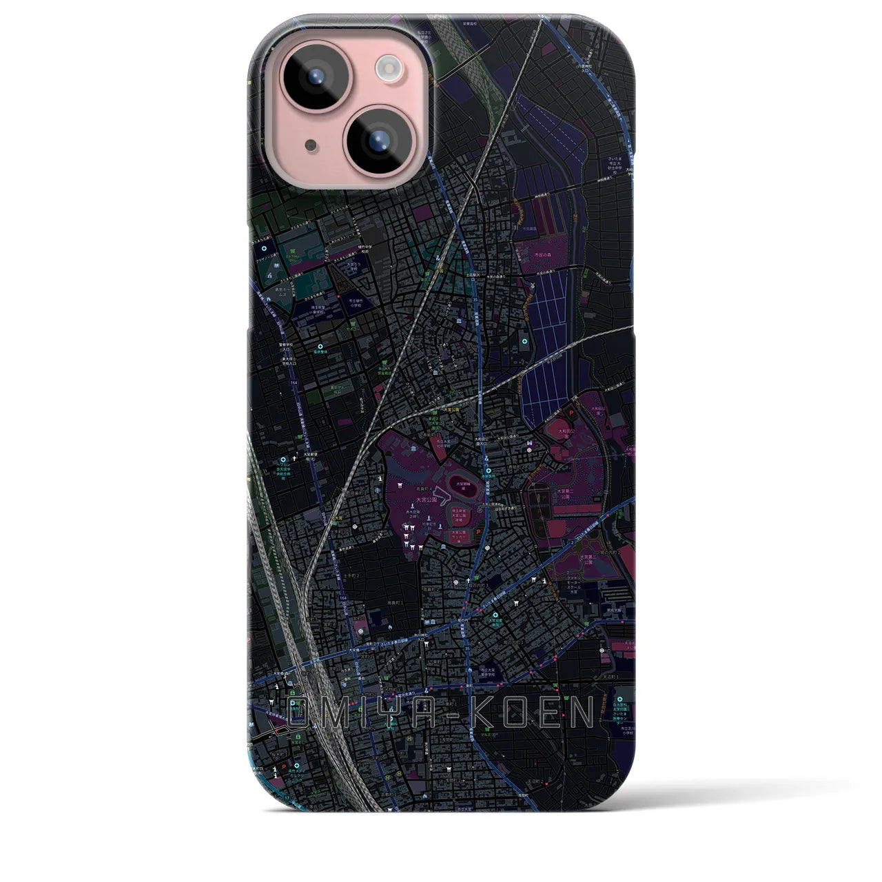 【大宮公園(埼玉県)】地図柄iPhoneケース(バックカバータイプ)