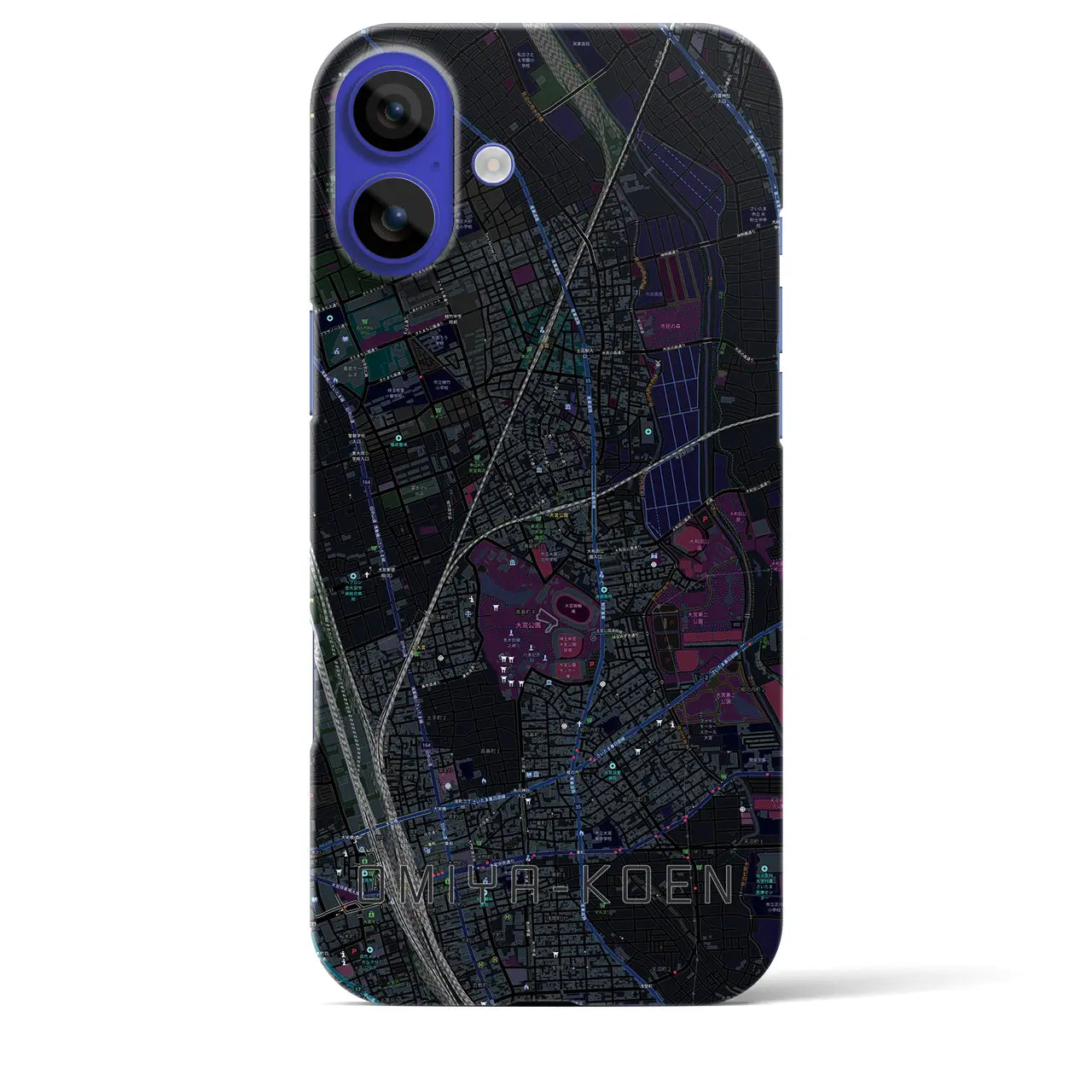 【大宮公園(埼玉県)】地図柄iPhoneケース(バックカバータイプ)