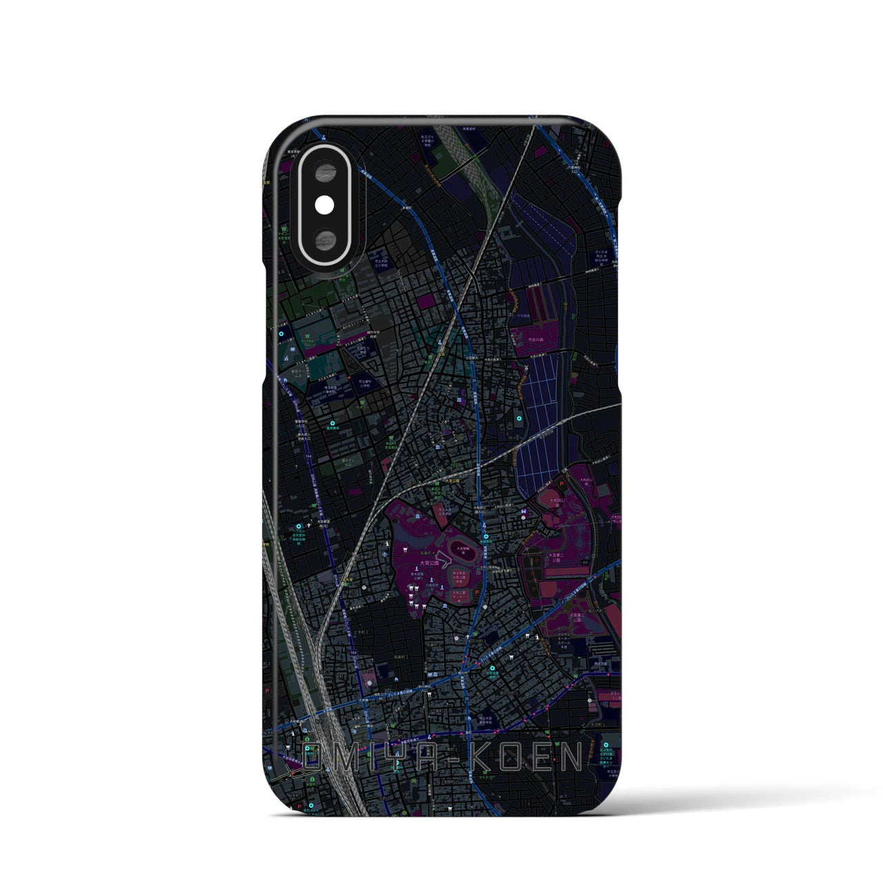 【大宮公園(埼玉県)】地図柄iPhoneケース(バックカバータイプ)