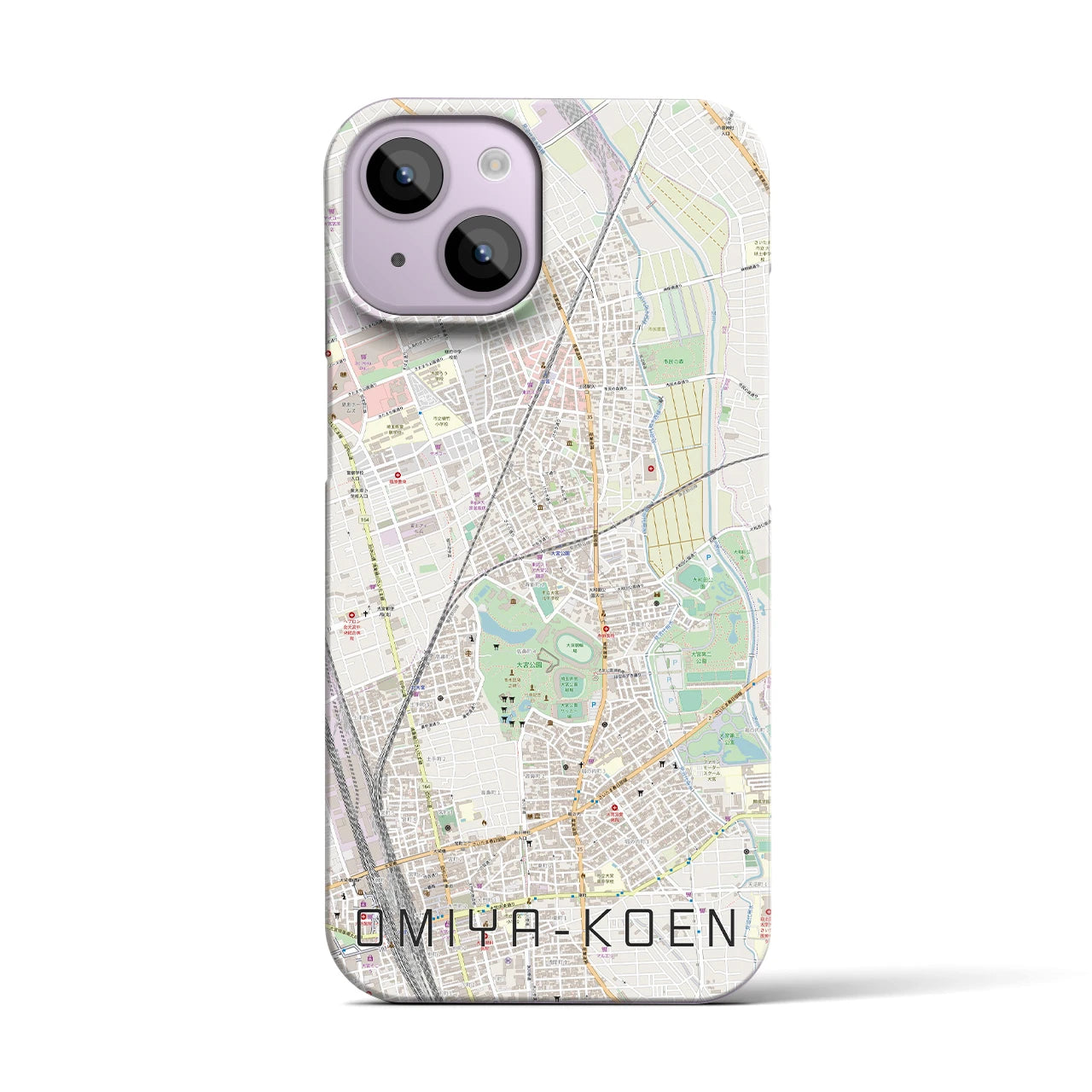 【大宮公園(埼玉県)】地図柄iPhoneケース(バックカバータイプ)