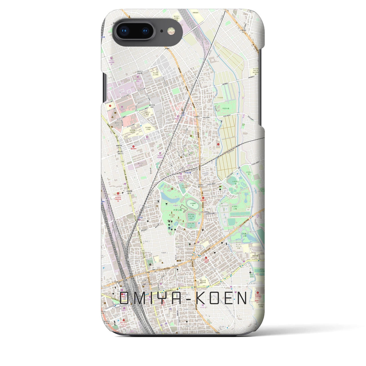 【大宮公園(埼玉県)】地図柄iPhoneケース(バックカバータイプ)