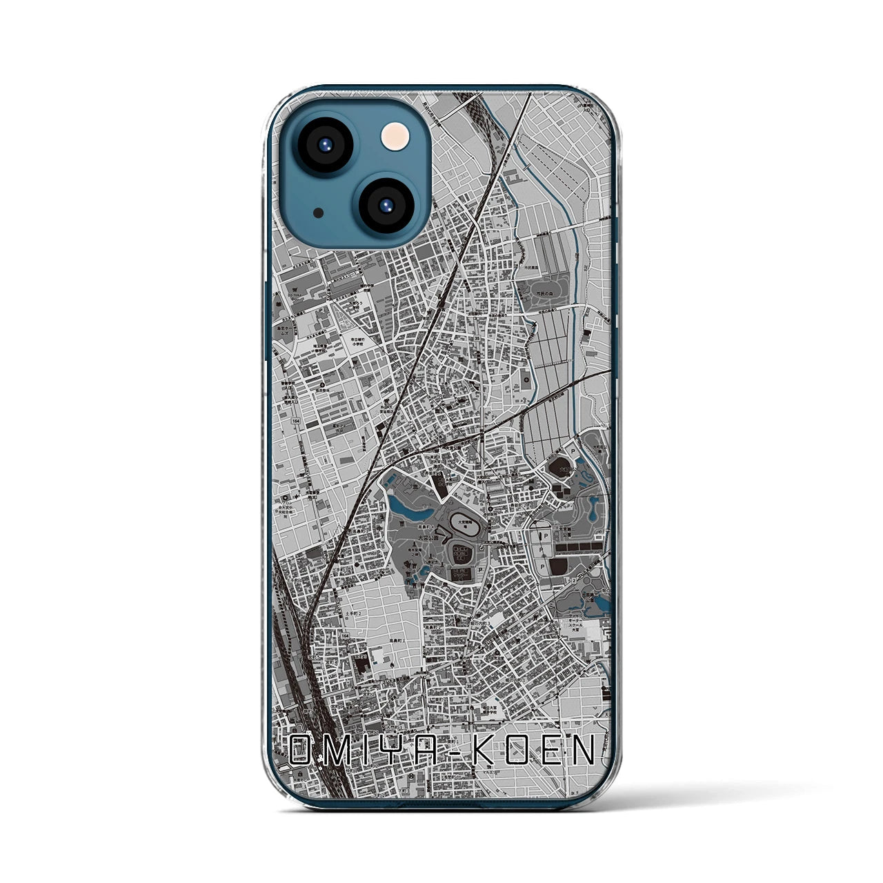 【大宮公園(埼玉県)】地図柄iPhoneケース(クリアタイプ)