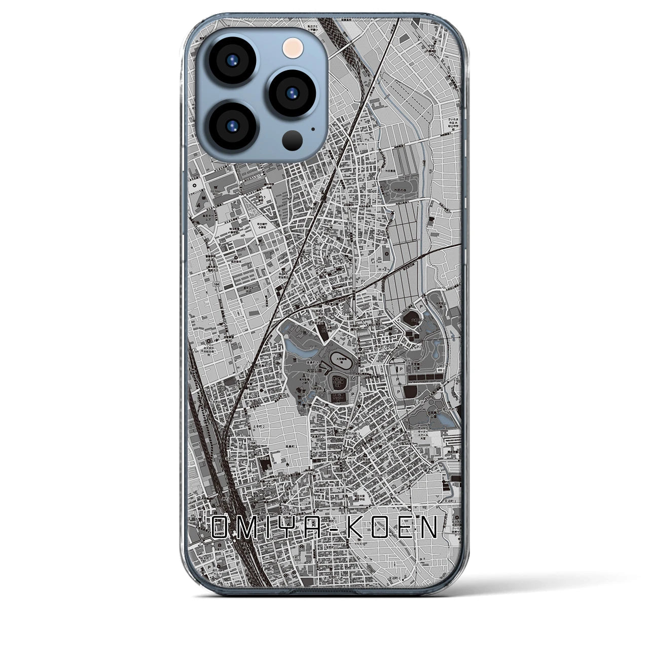 【大宮公園(埼玉県)】地図柄iPhoneケース(クリアタイプ)