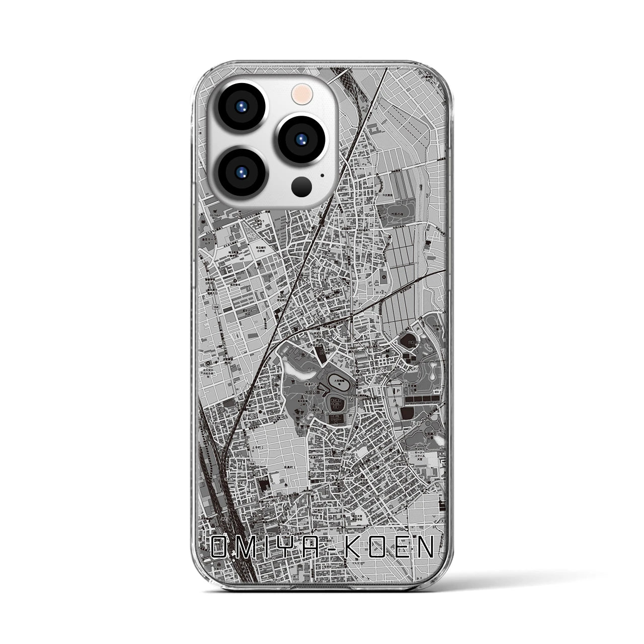 【大宮公園(埼玉県)】地図柄iPhoneケース(クリアタイプ)