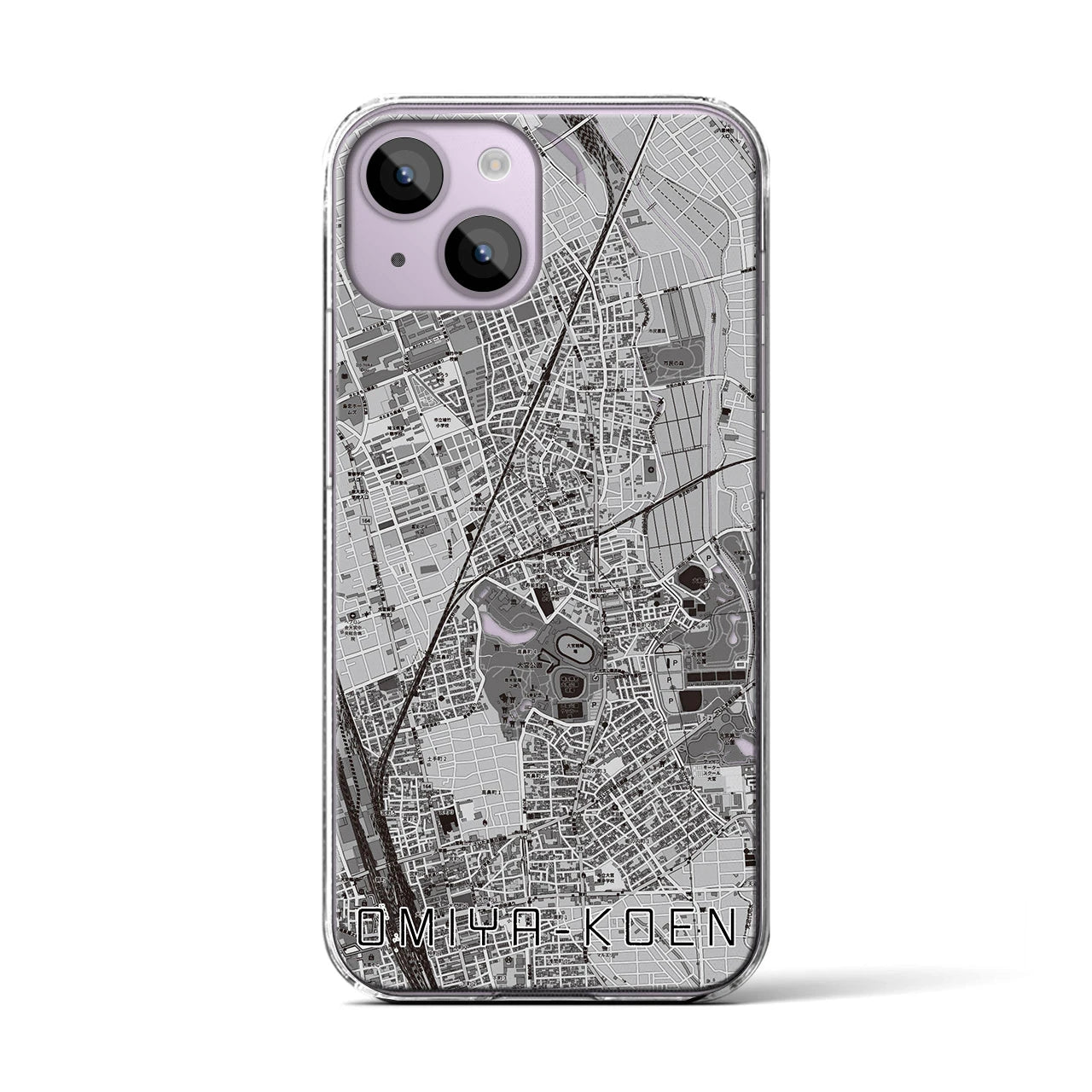 【大宮公園(埼玉県)】地図柄iPhoneケース(クリアタイプ)