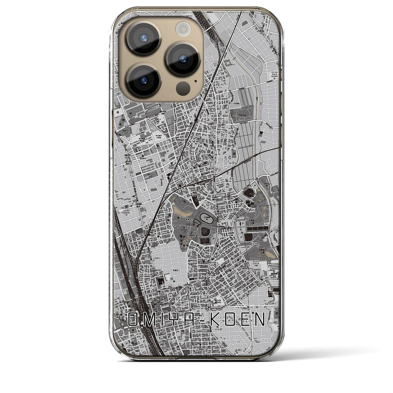 【大宮公園(埼玉県)】地図柄iPhoneケース(クリアタイプ)