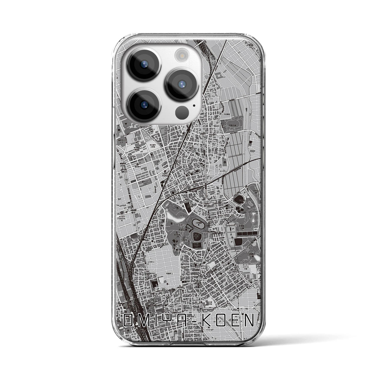 【大宮公園(埼玉県)】地図柄iPhoneケース(クリアタイプ)