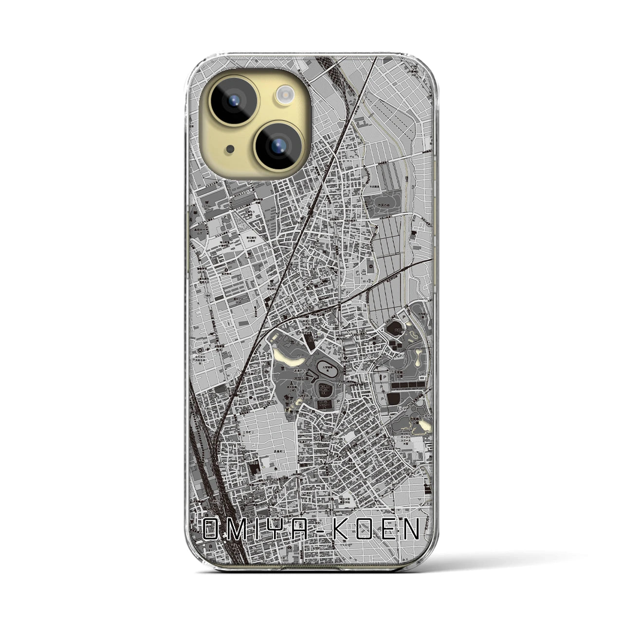 【大宮公園(埼玉県)】地図柄iPhoneケース(クリアタイプ)