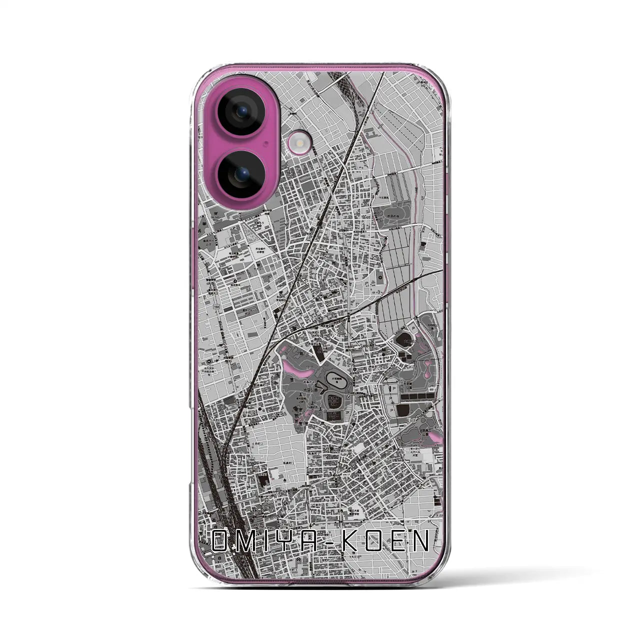 【大宮公園(埼玉県)】地図柄iPhoneケース(クリアタイプ)