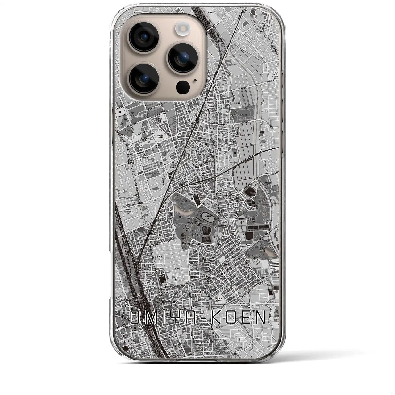 【大宮公園(埼玉県)】地図柄iPhoneケース(クリアタイプ)