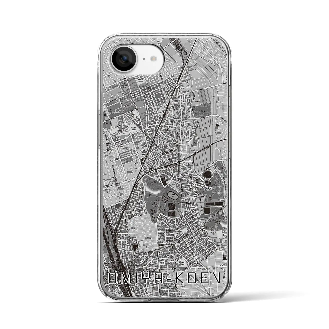 【大宮公園(埼玉県)】地図柄iPhoneケース(クリアタイプ)