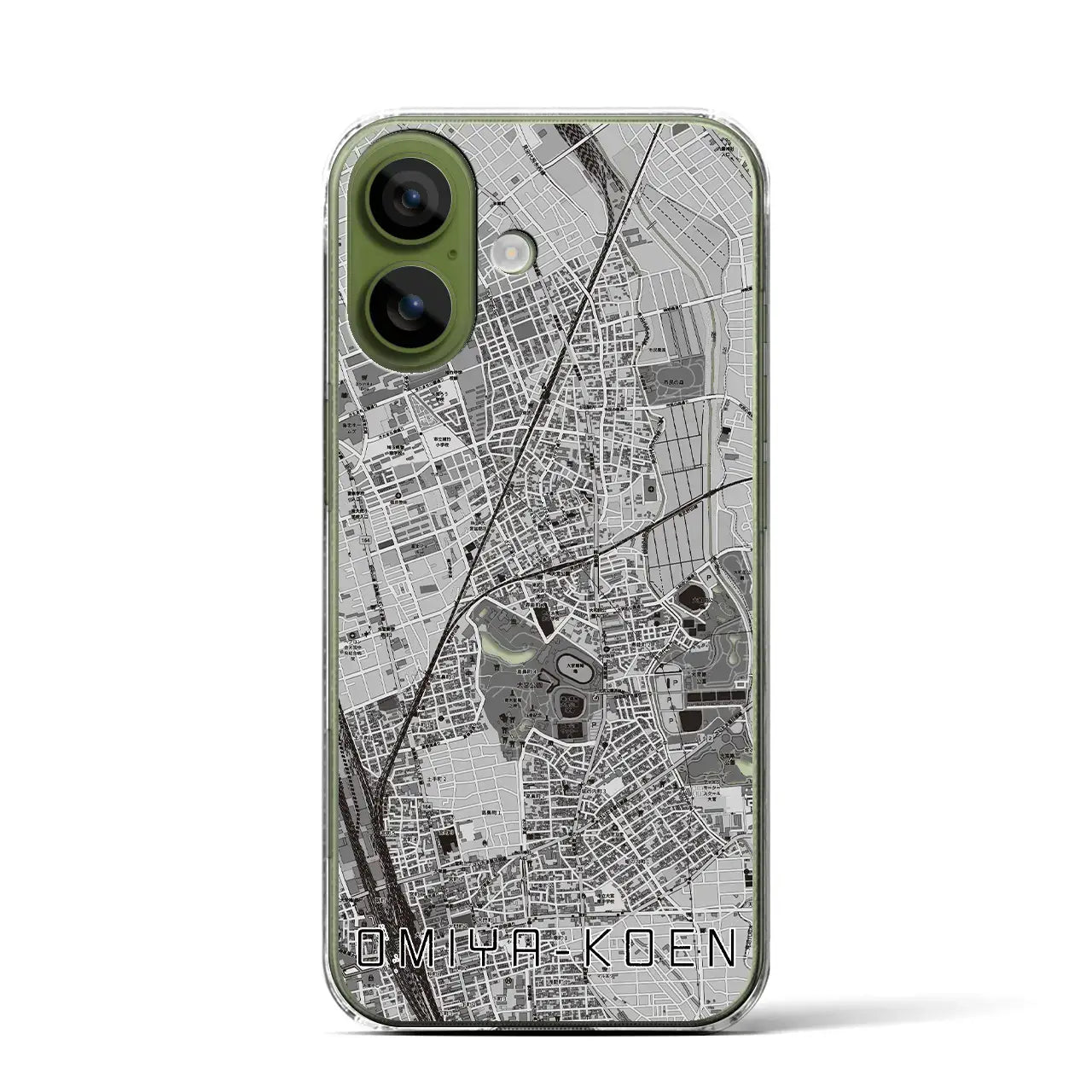 【大宮公園(埼玉県)】地図柄iPhoneケース(クリアタイプ)