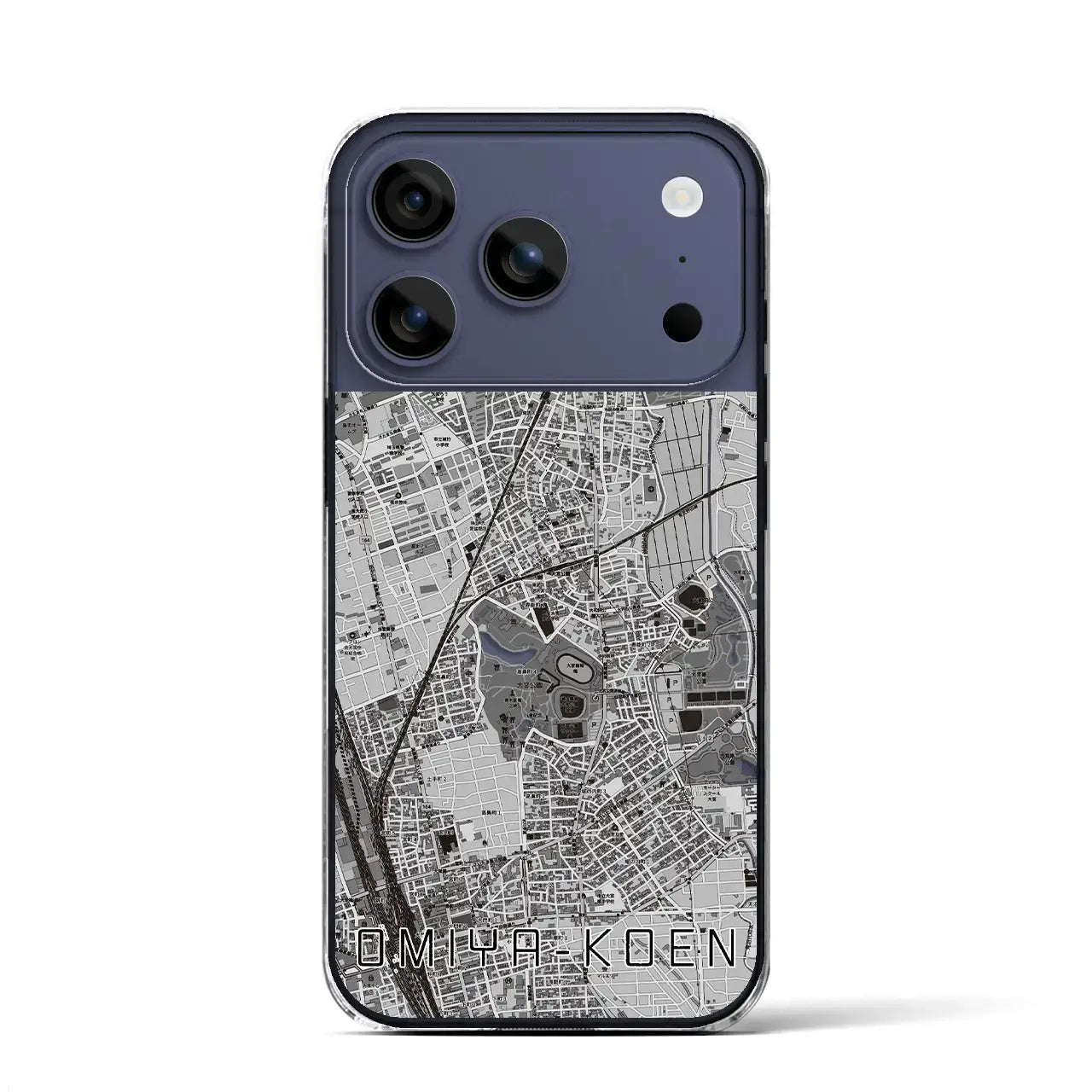 【大宮公園(埼玉県)】地図柄iPhoneケース(クリアタイプ)モノトーン・iPhone 17 Pro Max 用